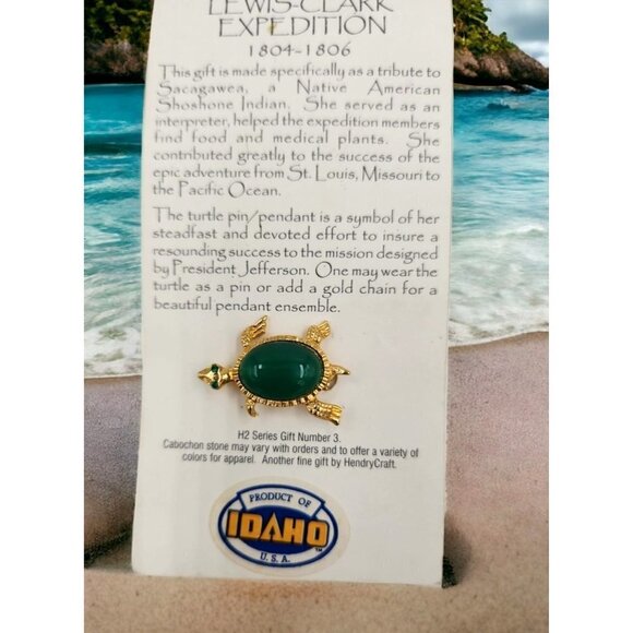 Turtle Pin/Pendant Collectable Lewis Clark Expedition Cabochon Stone H2 Series - Picture 7 of 12